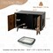 Black - Natural Industrial Style Cat Litter Box Cabinet with Cat Cutout Doors